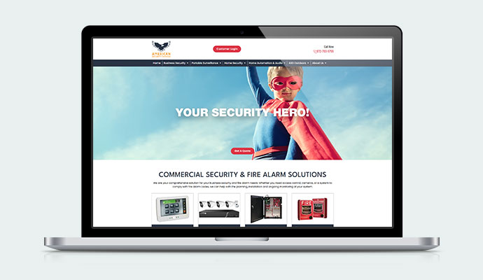 American Security Devices website mockup