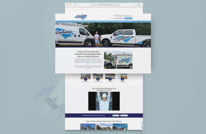 The Carolina Roofing and Gutter Company website homepage mockup