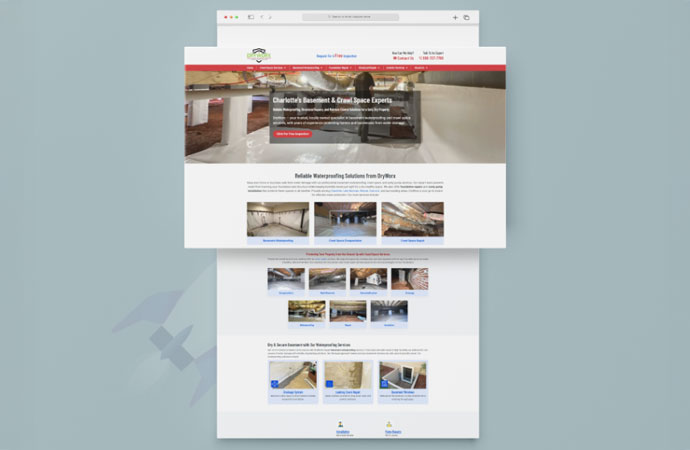 DryWorx Waterproofing website homepage mockup
