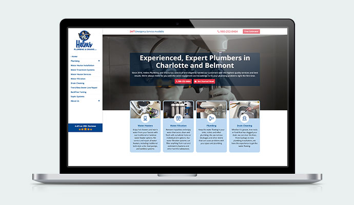 Helms Plumbing website mockup