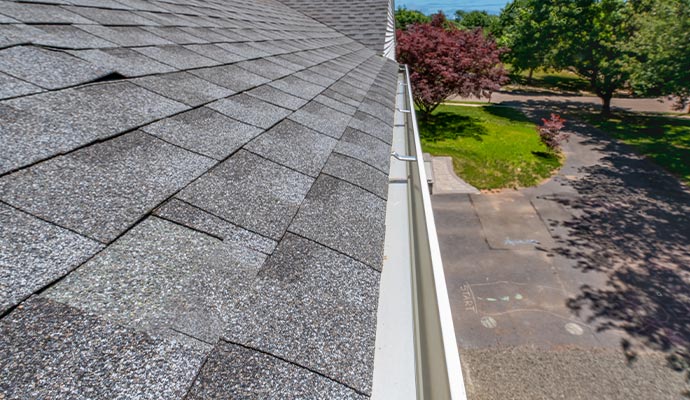 Clean residential gutter and shingle roof