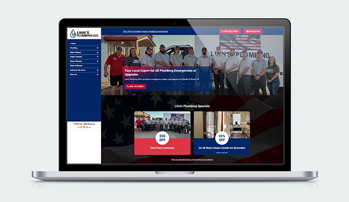 Linn’s Plumbing website mockup