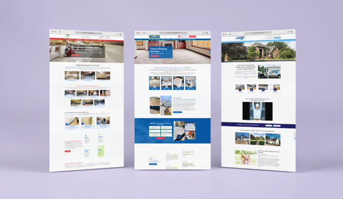 Mockup of DryWorx, GHC Cleaning and Carolina Roofing & Gutter homepage