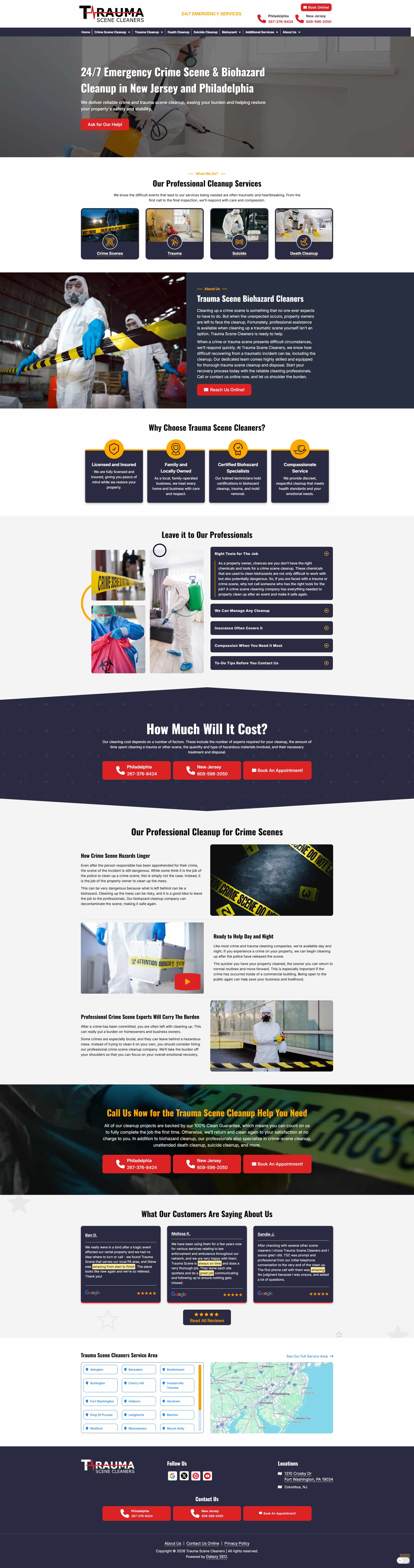 Trauma Scene Cleaners website homepage