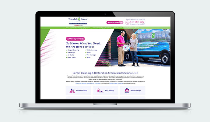 Teasdale Fenton Cleaning & Property Restoration website mockup
